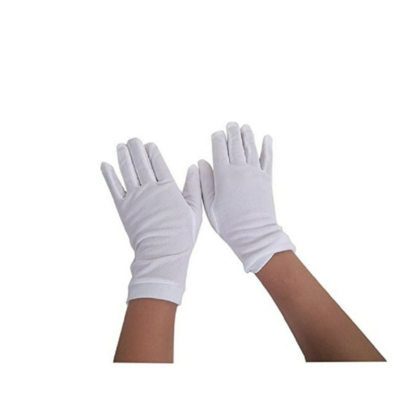 Adult 10/" Hand Stretch Gloves Short White Black Red Formal Costume Accessory